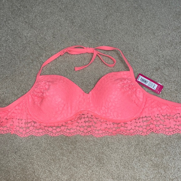 🆕 NWT, Women’s Halter Bikini Top, Size D/DD, Peach/Pink Color - Picture 1 of 4